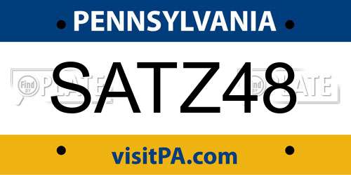 SATZ48 Pennsylvania License Plate