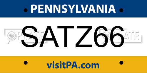 SATZ66 Pennsylvania License Plate