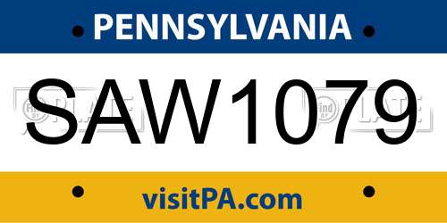 SAW1079 Pennsylvania License Plate
