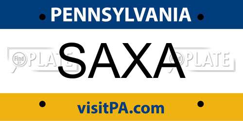 SAXA Pennsylvania License Plate