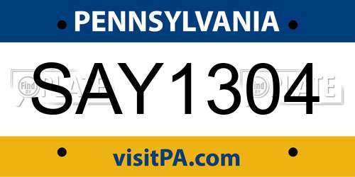 SAY1304 Pennsylvania License Plate