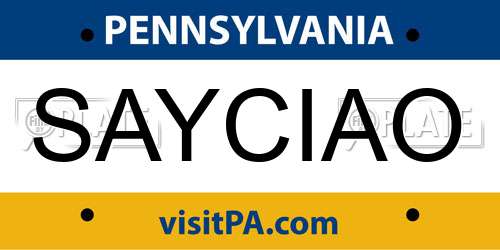 SAYCIAO Pennsylvania License Plate
