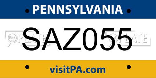 SAZ055 Pennsylvania License Plate