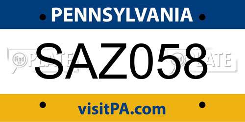 SAZ058 Pennsylvania License Plate