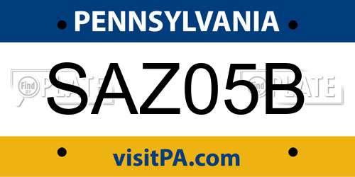 SAZ05B Pennsylvania License Plate