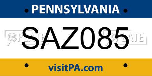 SAZ085 Pennsylvania License Plate