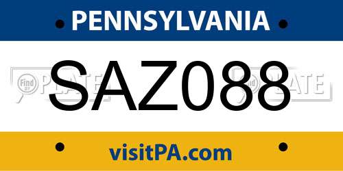 SAZ088 Pennsylvania License Plate