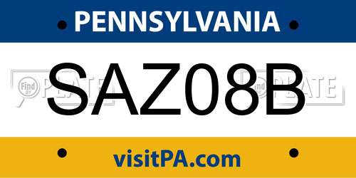 SAZ08B Pennsylvania License Plate