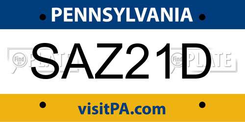 SAZ21D Pennsylvania License Plate
