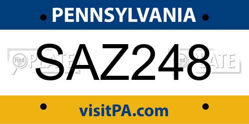 SAZ248 Pennsylvania License Plate