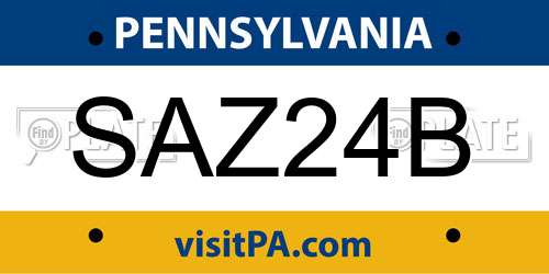 SAZ24B Pennsylvania License Plate