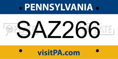 SAZ266 Pennsylvania License Plate