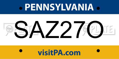 SAZ27O Pennsylvania License Plate