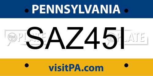 SAZ45I Pennsylvania License Plate