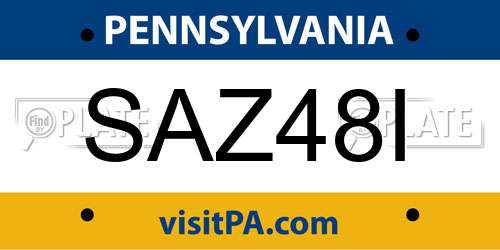 SAZ48I Pennsylvania License Plate