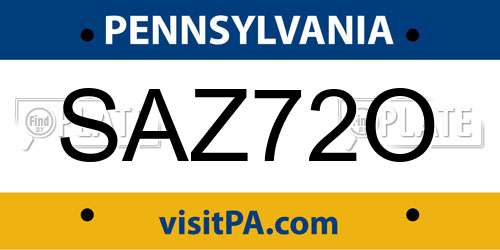 SAZ72O Pennsylvania License Plate