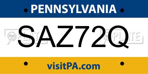 SAZ72Q Pennsylvania License Plate