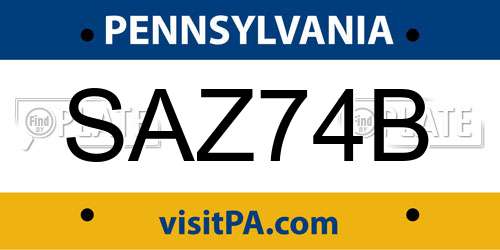 SAZ74B Pennsylvania License Plate