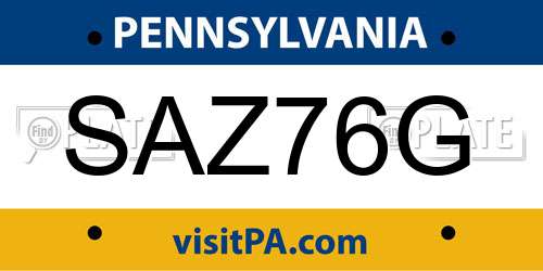 SAZ76G Pennsylvania License Plate