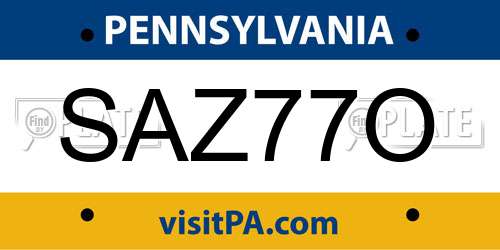 SAZ77O Pennsylvania License Plate