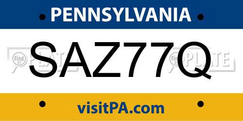 SAZ77Q Pennsylvania License Plate