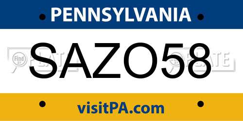 SAZO58 Pennsylvania License Plate