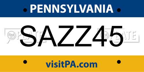 SAZZ45 Pennsylvania License Plate