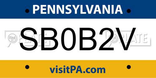 SB0B2V Pennsylvania License Plate