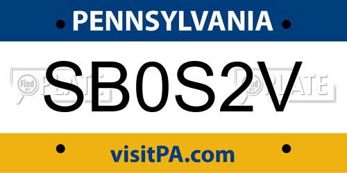 SB0S2V Pennsylvania License Plate