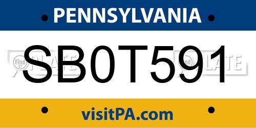 SB0T591 Pennsylvania License Plate