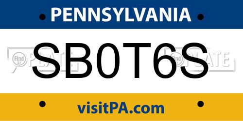 SB0T6S Pennsylvania License Plate