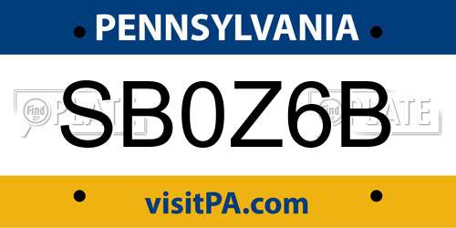 SB0Z6B Pennsylvania License Plate