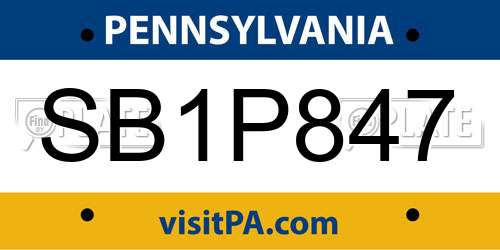 SB1P847 Pennsylvania License Plate
