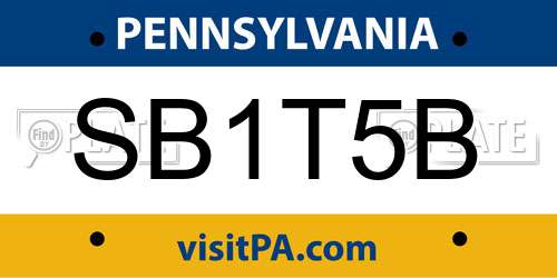 SB1T5B Pennsylvania License Plate