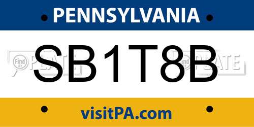 SB1T8B Pennsylvania License Plate
