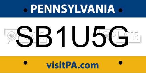 SB1U5G Pennsylvania License Plate