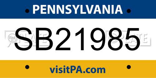 SB21985 Pennsylvania License Plate