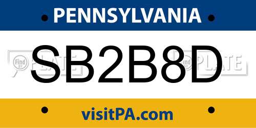 SB2B8D Pennsylvania License Plate