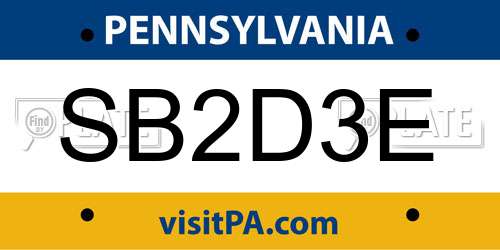 SB2D3E Pennsylvania License Plate