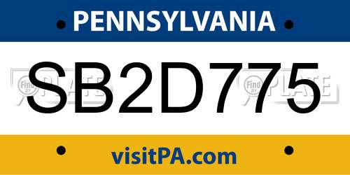 SB2D775 Pennsylvania License Plate