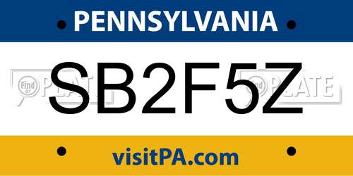 SB2F5Z Pennsylvania License Plate