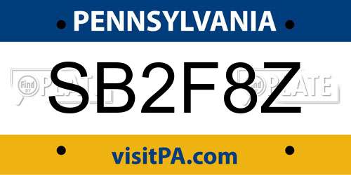 SB2F8Z Pennsylvania License Plate