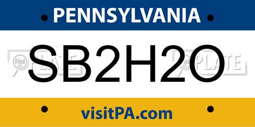 SB2H2O Pennsylvania License Plate