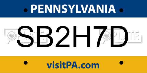 SB2H7D Pennsylvania License Plate