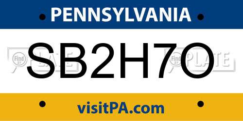 SB2H7O Pennsylvania License Plate