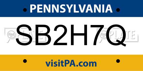 SB2H7Q Pennsylvania License Plate