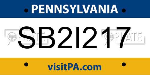 SB2I217 Pennsylvania License Plate