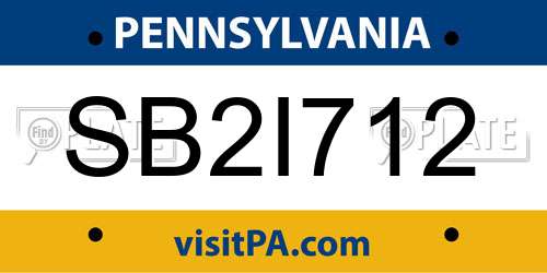SB2I712 Pennsylvania License Plate