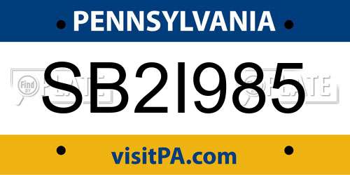 SB2I985 Pennsylvania License Plate