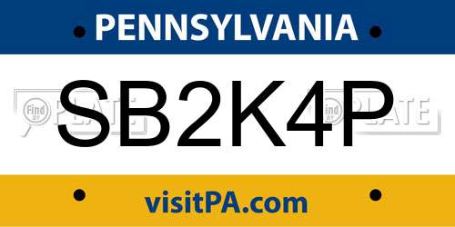 SB2K4P Pennsylvania License Plate